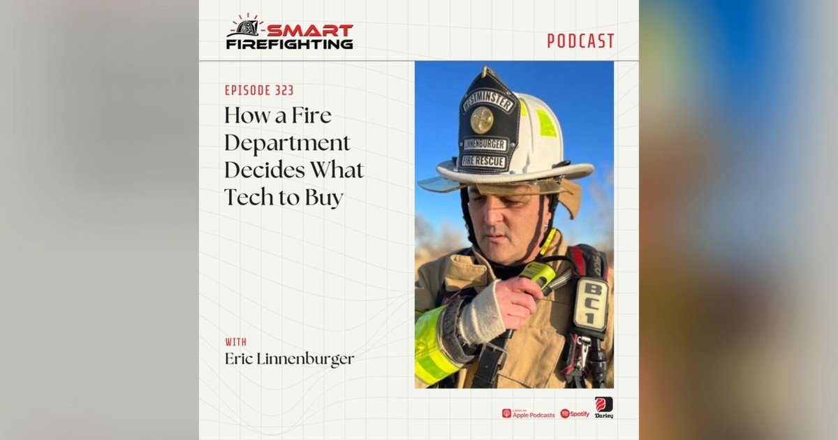 Smart Firefighting episode artwork featuring Deputy Chief Eric Linnenburger in turnout gear